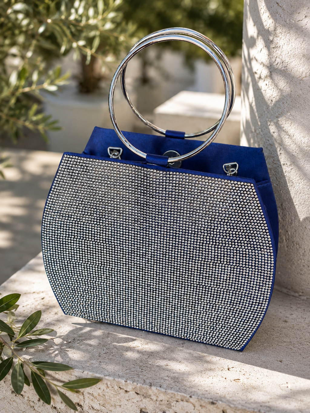 BlinkyBlue – Blaue Strass Handtasche