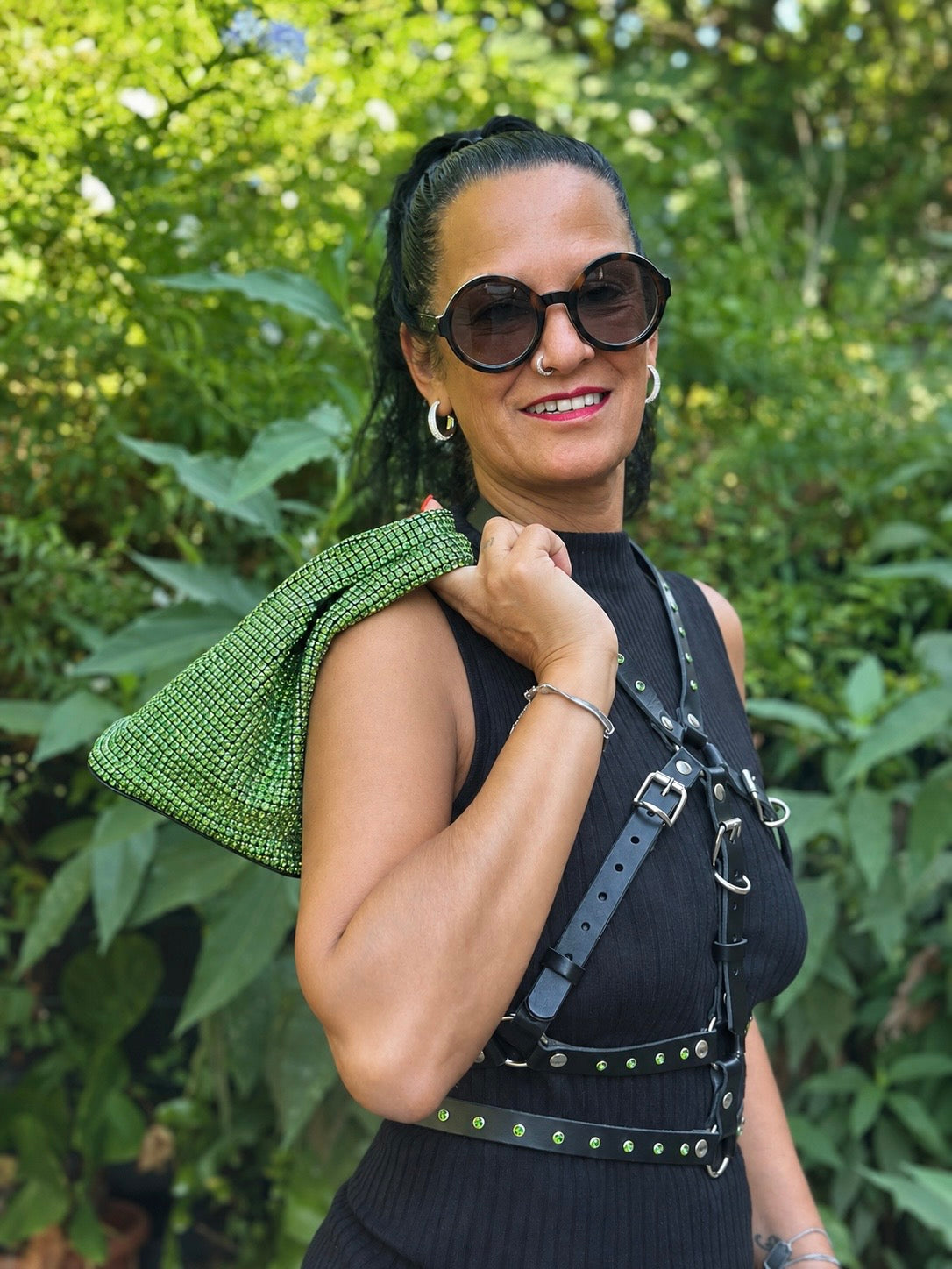 BlinkyGreen – Grüne Strass Handtasche