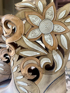 DesertBloom – Cowboy-Stiefeletten aus echtem Leder mit floralen Cut-outs